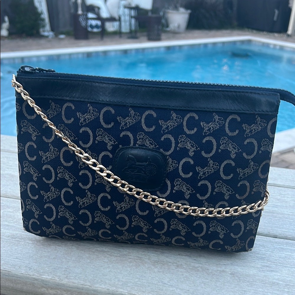 Celine Authentic Navy and white Clutch